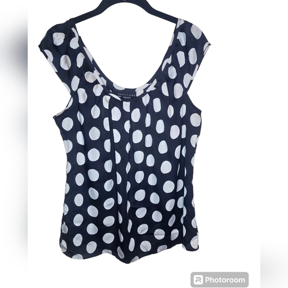 Apostrophe women's white/black polka-dot sleeveless scoop neck top size M - Picture 1 of 5